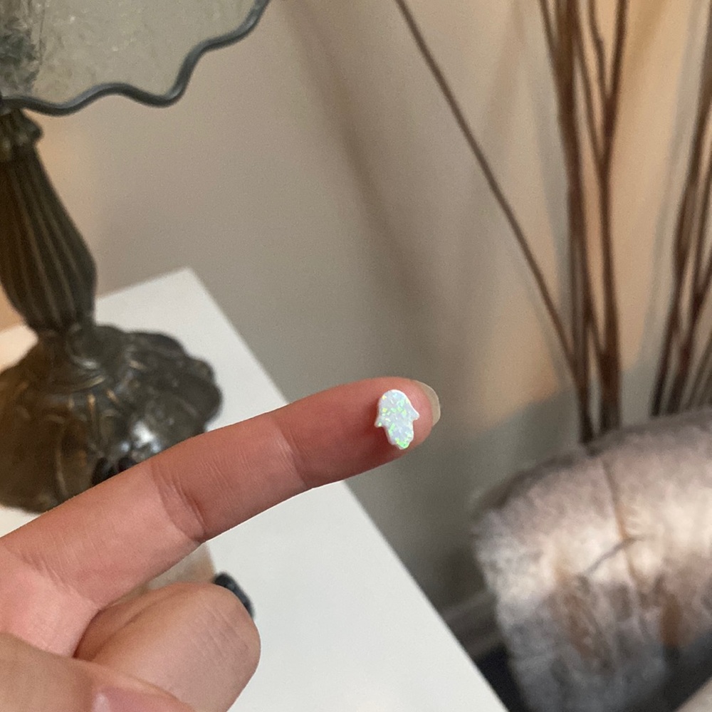 White Opal Hamsa Bead